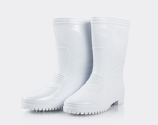 white plastic boots